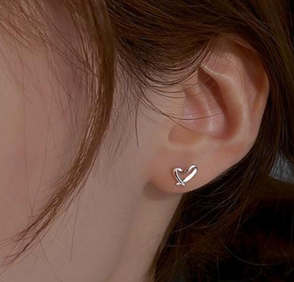 Vixen Silver Heart Stud Earrings