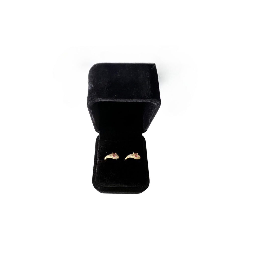 Snake Huggie Earrings with Pink Cubic Zirconia Eyes (10mm diameter)