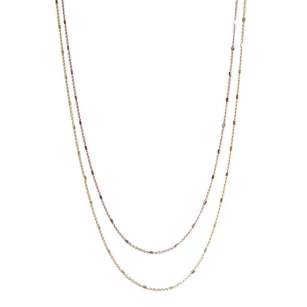 square tube necklace in yellow gold or rose gold plated