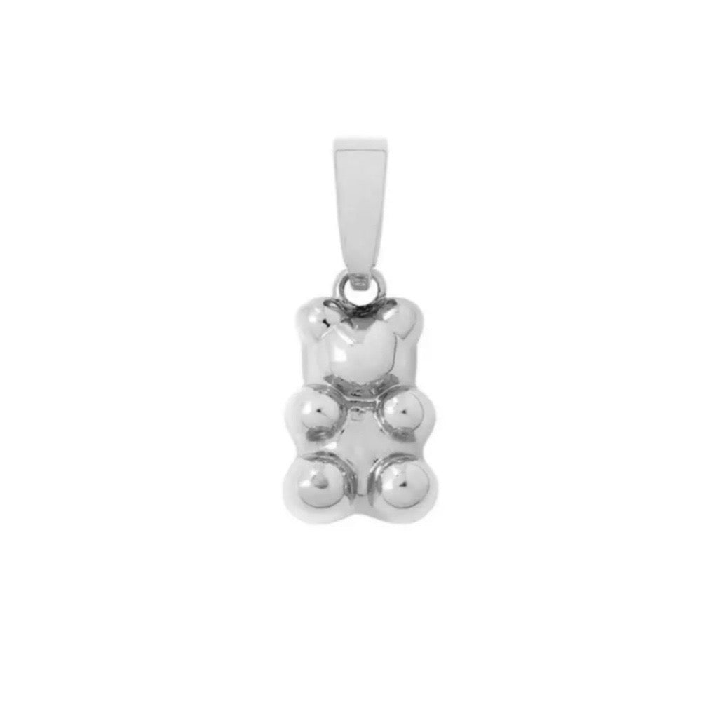 TEDDY BEAR PENDANT PLAIN IN SILVER