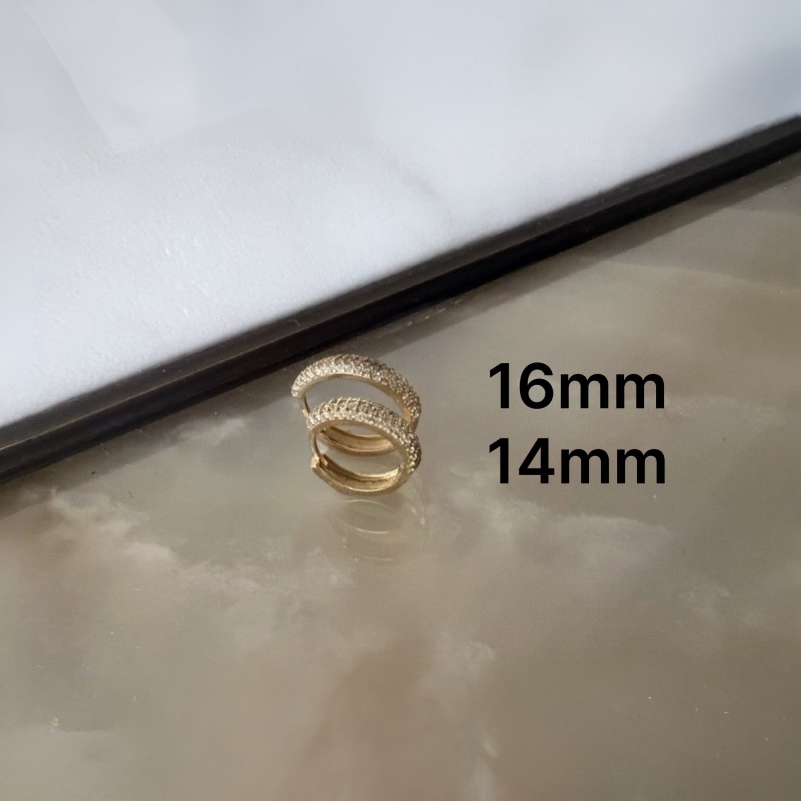 Triple Row 9ct Yellow Gold Huggies