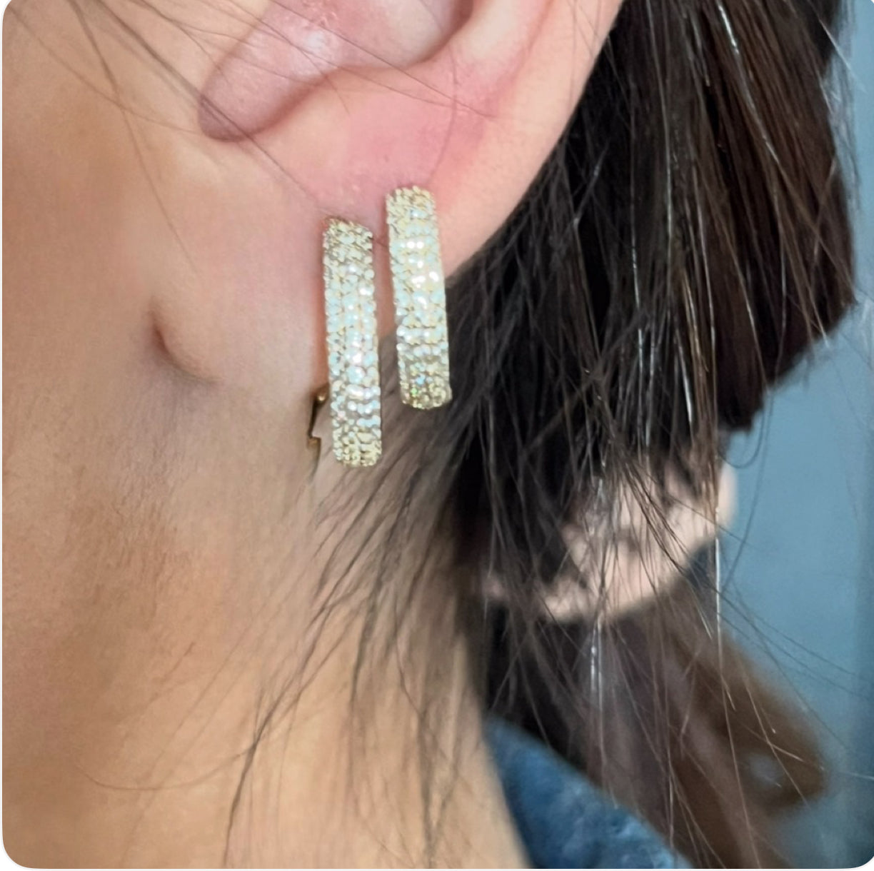 Triple Row 9ct Yellow Gold Huggies