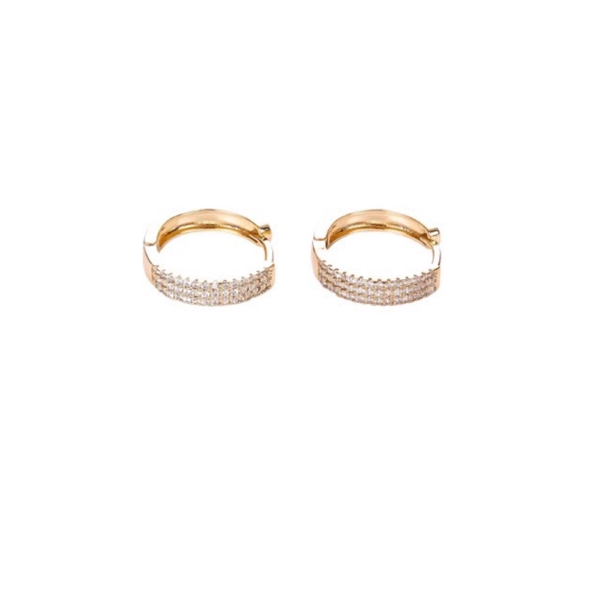 Triple Row 9ct Yellow Gold Huggies