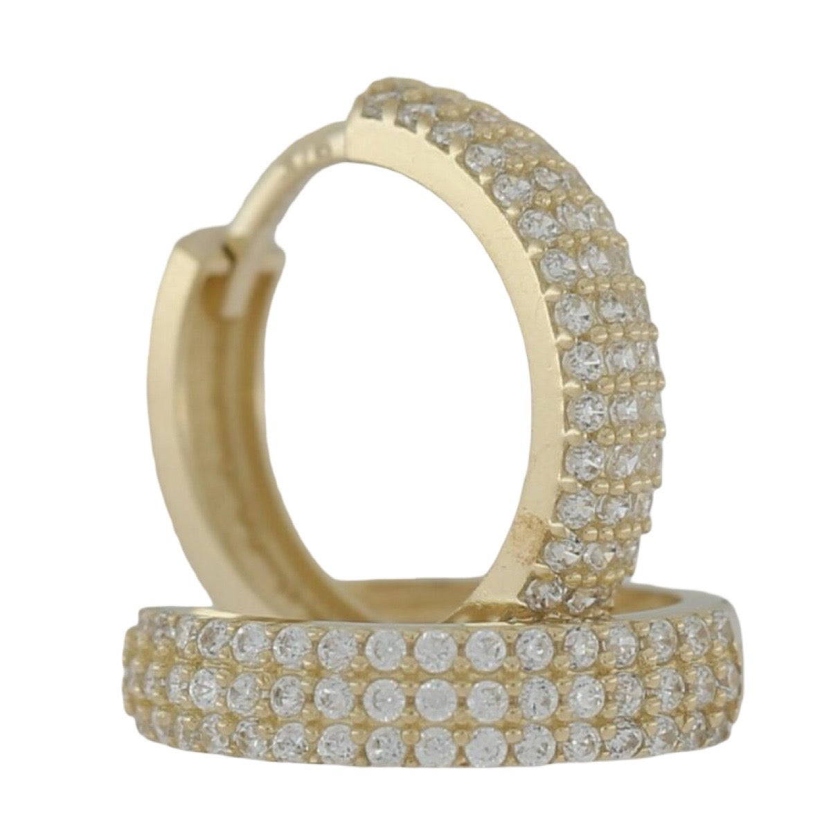 Triple Row 9ct Yellow Gold Huggies