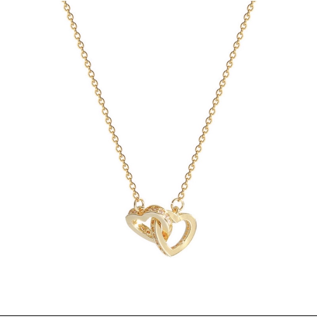 twin hearts necklace in gold plated