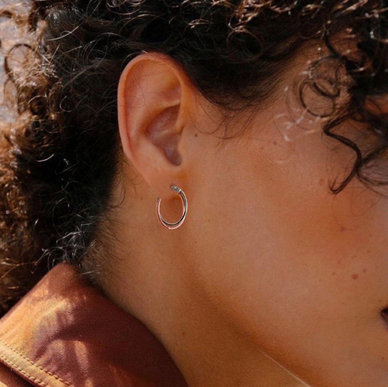 two tone oval hoops rose and white 9kt gold